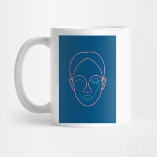 Female Portrait On Blue Mug